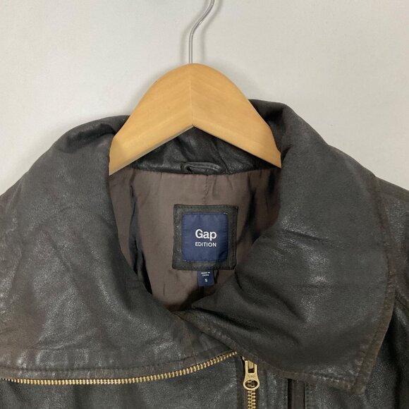 Vtg Y2K Gap Leather Moto Jacket Dark Brown Boho Retro Women's - Picture 5 of 5